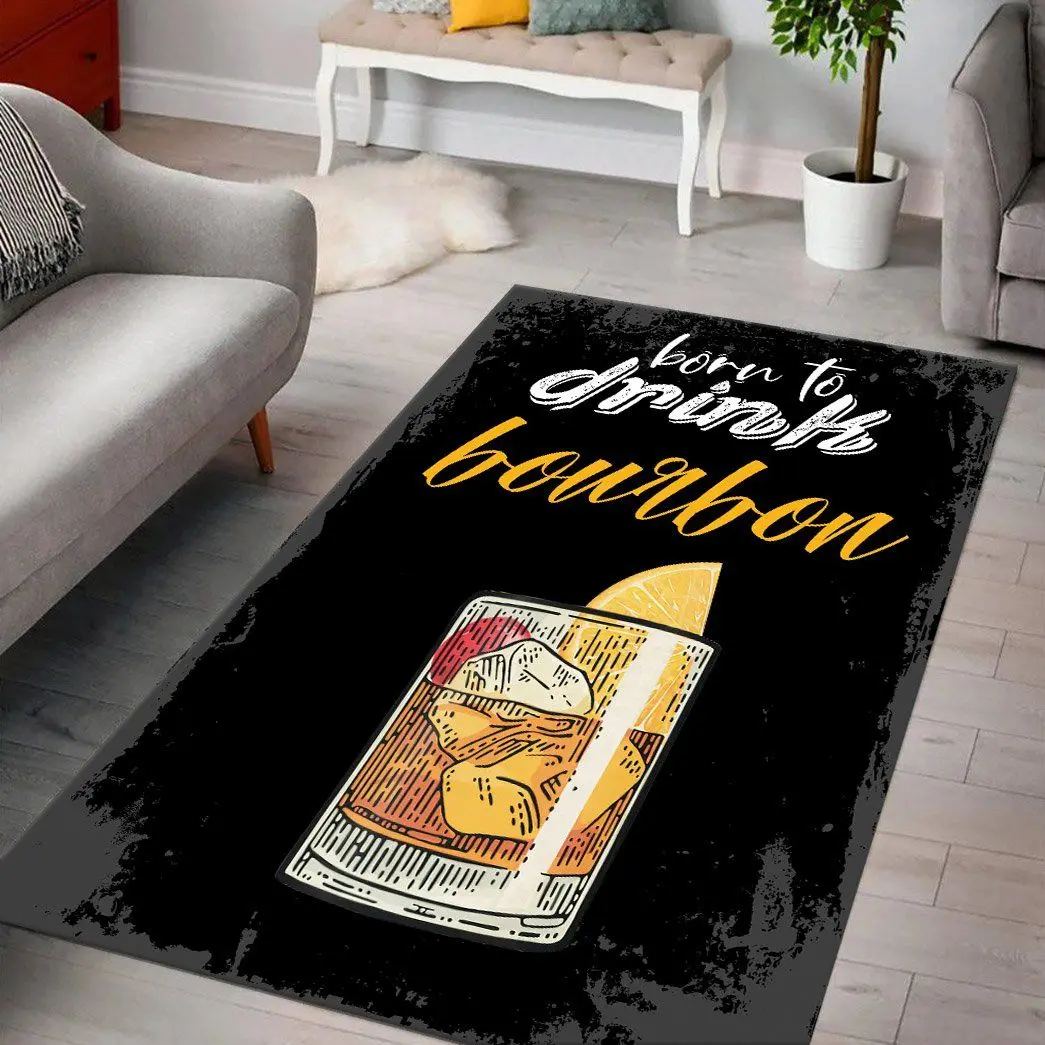 Born To Drink Bourbon Custom Carpet Floor Mat Rug Non-slip Mat Dining Room Living Room Soft Bedroom Carpet