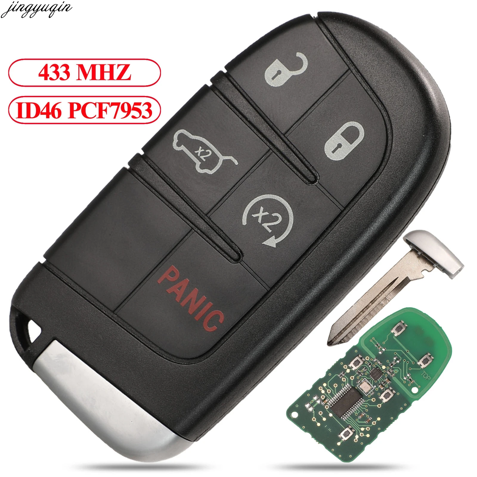 

Jingyuqin Remote Control Car Key 433MHz ID46 PCF7953 Chip For DODGE/Chrysler/JEEP Grand Cherokee M3N-40821302 M3N40821302 5BTNS