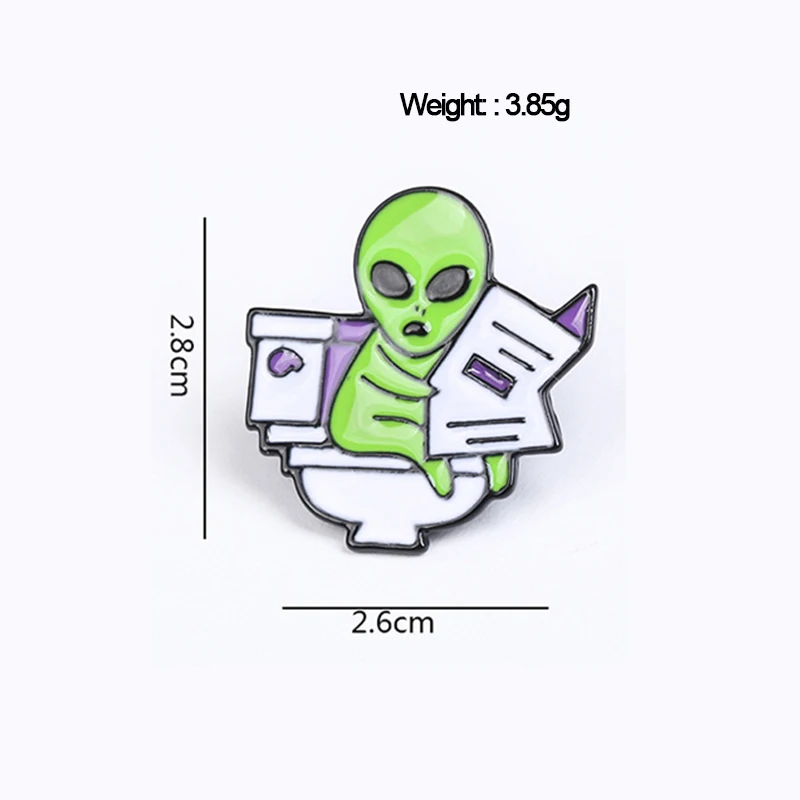 XEDZ Halloween Punk Scary Alien Enamel Brooch Badges Funny Ghost Coffee Newspaper Jeans Bag Lapel Badge Jewelry Accessories Gift