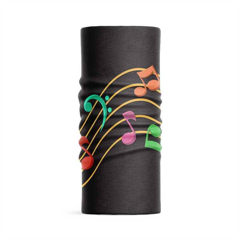 Pañuelo con estampado 3D de notas musicales para mujer, pañuelo colorido con símbolo de música divertida, Hijab, bufanda de ciclismo, envoltura para