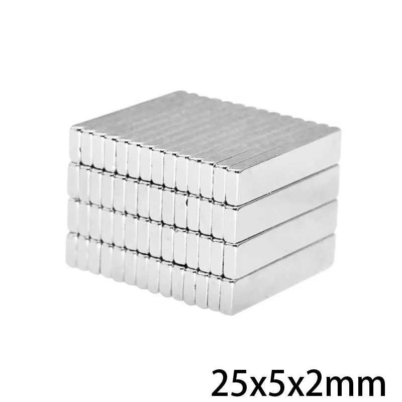 10/20/30/50/100/200/300pcs 25x5x2 Strong Sheet Rare Earth Magnet Block Rectangular Neodymium Magnets 25x5x2mm Magnetic 25*5*2