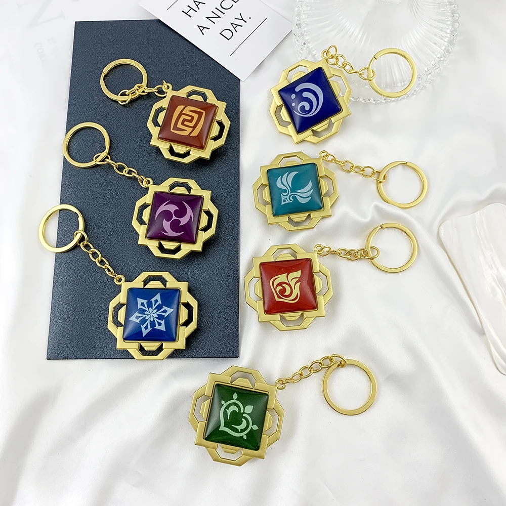 

Game Keychain Genshin Impact 7 Element Mondstadt Vision Weapons Eye of God Pendant Key Chains Fans Bag Car Cosplay Jewelry Gifts