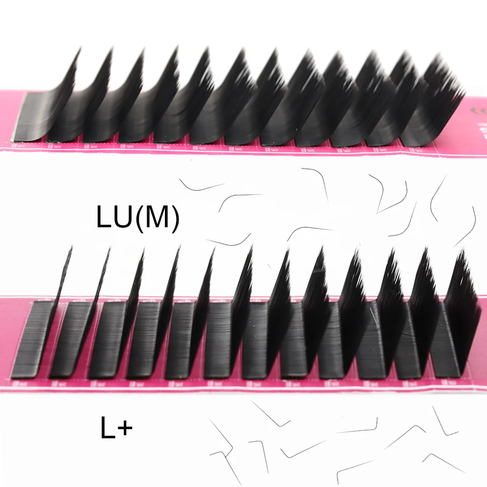 L+/LU(M) Curl False Eyelash Extensions Faux Mink Lash Individual Eyelashes Matte Black 8-15mm Mixed Soft N/L Shape Makeup Lashes