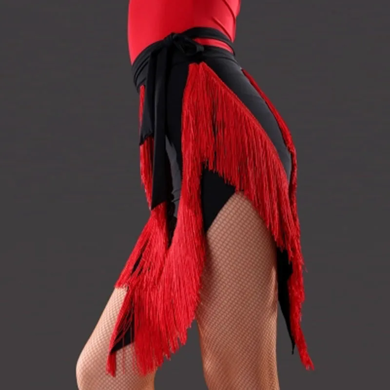 2021 Professional Latin Dance Skirt Women Black Competition Practice Ballroom Tango Skirt Tassel Fringe Latin Salsa Dance Skirt