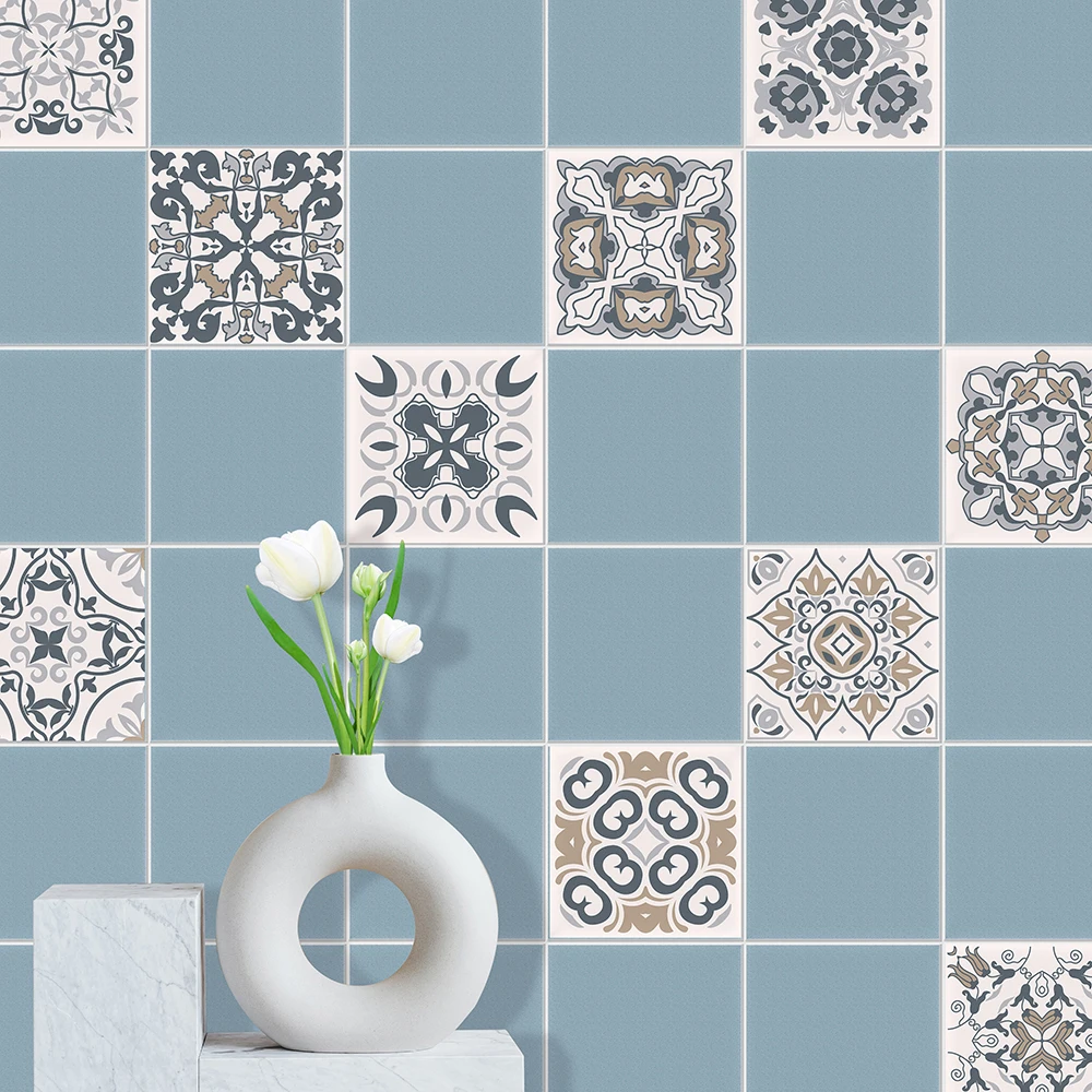 Autocollants de carrelage auto-adhésifs imperméables, dosseret de cuisine, rétro, 3D, décoration de la maison murale, décalcomanies murales résistantes à l'usure, 10 pièces