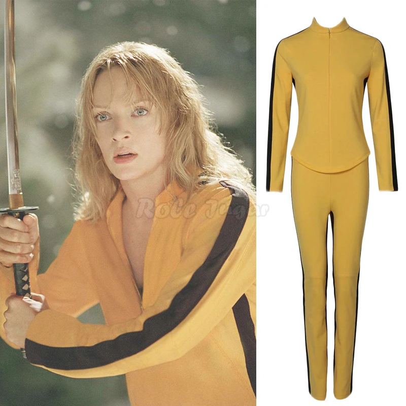 

Uma Thurman The Movie Kill Cosplay Bill Costume Women's Yellow Tight Uniform Sets The Bride Cosplay Halloween Costumes C61X64