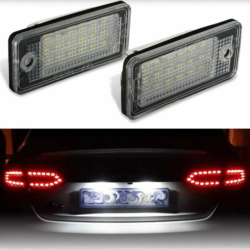 Lámpara de luz LED de placa de matrícula sin errores 2 piezas 18 para Audi A3 A4 A6 A8 B6 B7 Q7