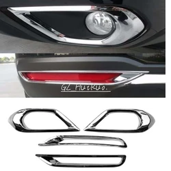 Front + Rear Fog Light Cover FOR Subaru Forester SJ 2013 2014 2015 Lamp Chrome Trim Kit Foglight Styling Accessories