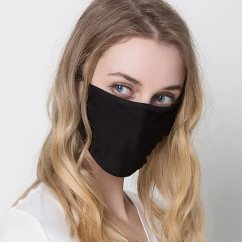 fashion solid plain Soft 100% Silk respirator face Mask Reusable Washable Anti Dust Breathable Face Mask Washable Windproof Sun