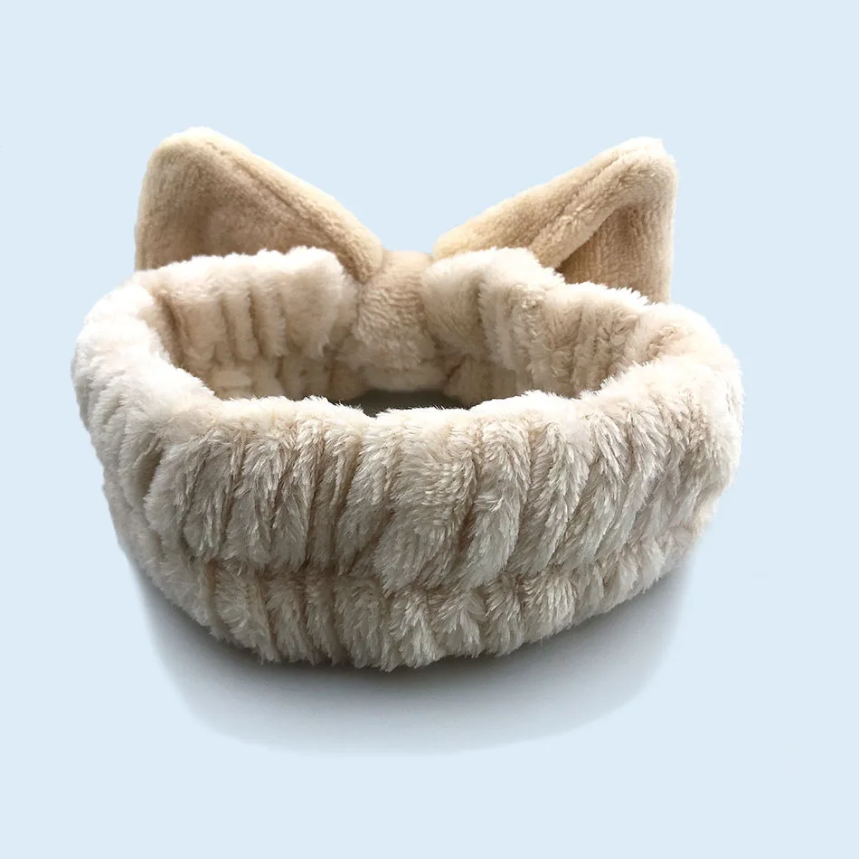 2020 Women New Letter Omg Coral Fleece Soft Bow Top Knot Headband Makeup Hairbands Hair Band Girl Bandana Fashion Accessories