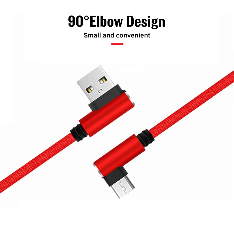 25cm USB to Type C Micro USB Short Charging Cable Elbow 90 Degree USB C Micro Cable 2.4A Fast Charging Cord For Samsung Huawei