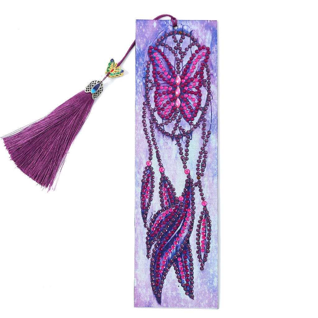 5D Diamond Painting Exquisite  Leather Bookmarks Tassel Bookmarks Special Shaped Diamond Embroidery Craft decoration