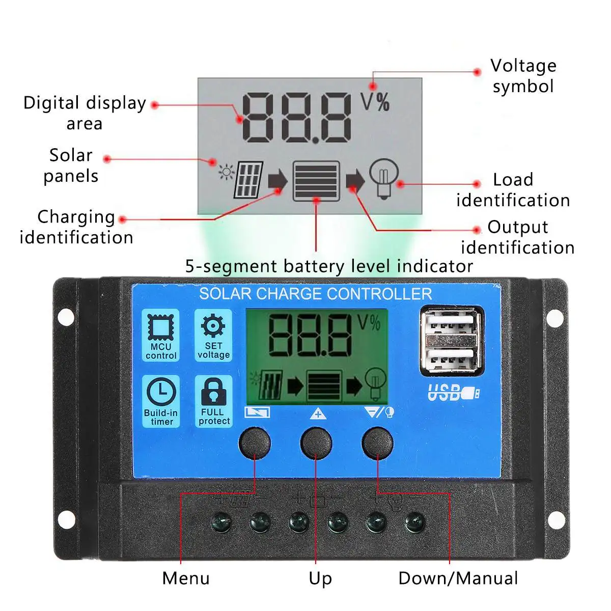 100W Solar Panel Kit Dual 12V USB With 60A 100A Controller Solar Cells Poly Solar Cells for Car Yacht RV Battery Charger