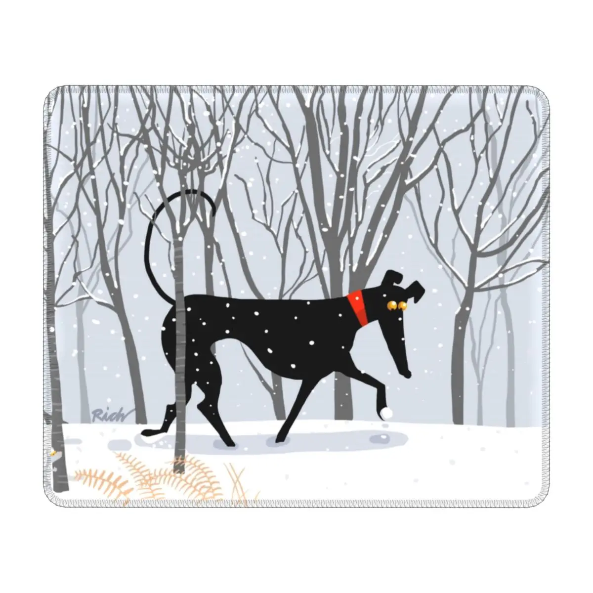 Winter Hound Mouse Pad Square Non-Slip Rubber Mousepad for Gamer Desk Computer Pads Greyhound Whippet Sighthound Dog Mouse Mat