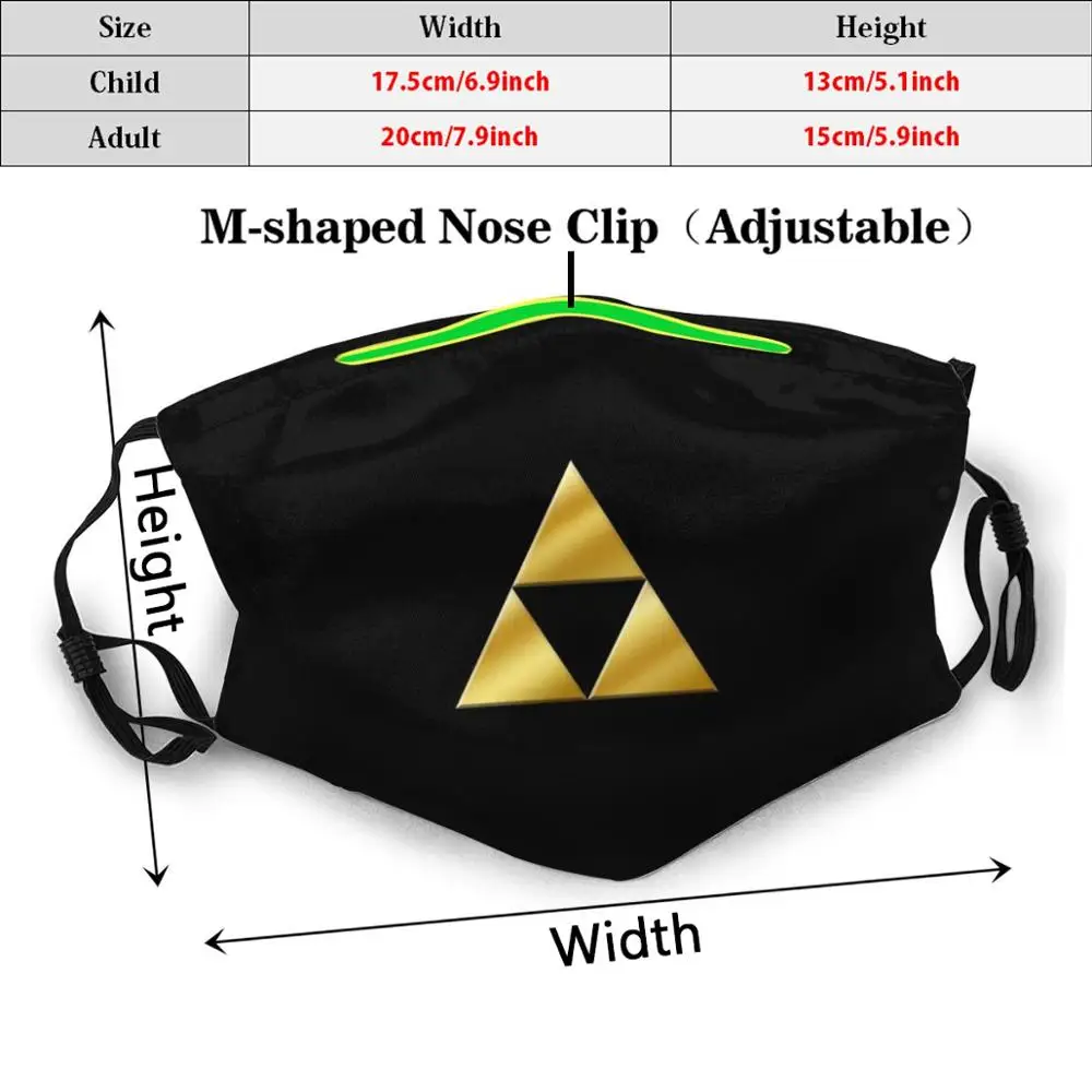 Golden Triforce Of Power Adult Kids Anti Dust Filter Diy Mask Briansmith84 84Pixeldesign Link Zelda Tri Tri Force Force Ocarina