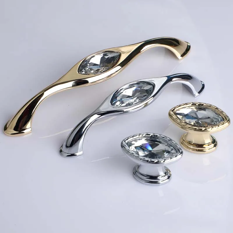 

96 128mm modern fashion clear crystal wardrobe wine cabinet door handle silver gold drawer shoe cabinet tv cabinet cupboard knob