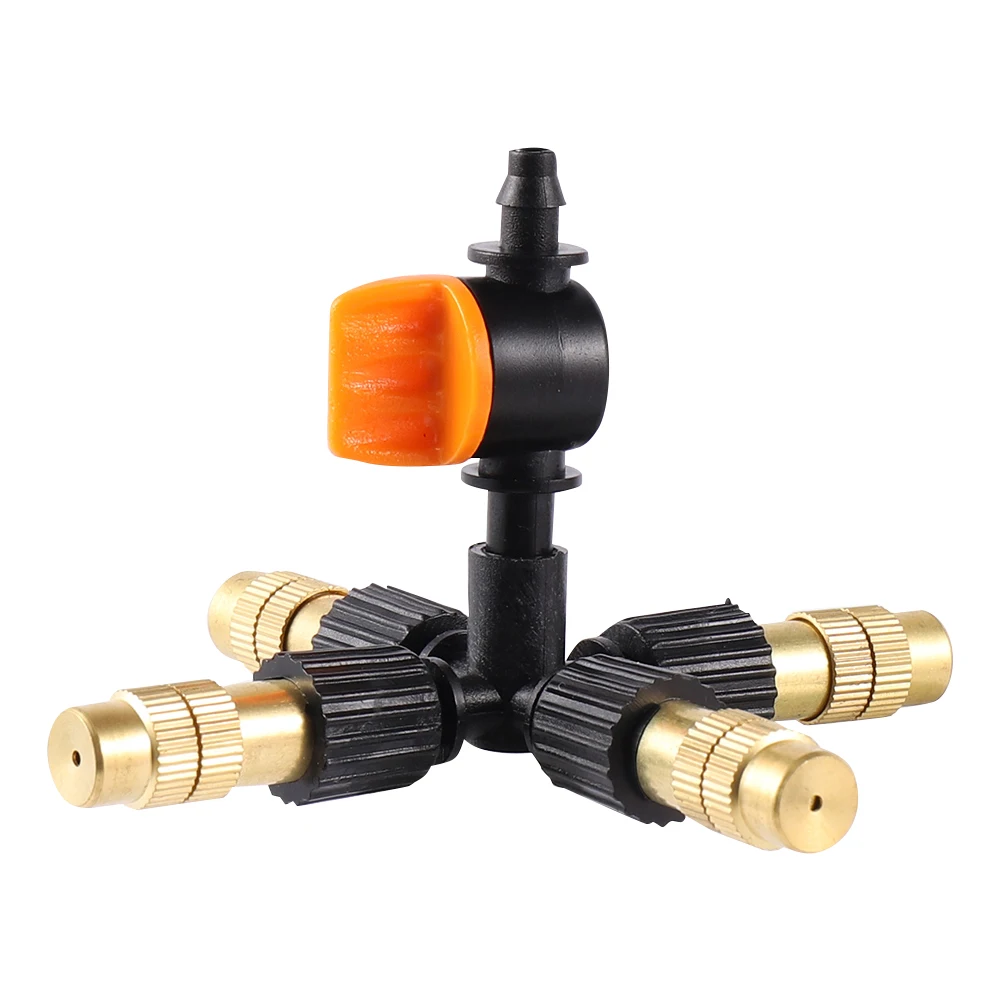 Hanging With Valve  4/5/6/7 Way Brass Misting Nozzle Adjustable Atomization Cooling Sprinkler Kit Garden Flowerbed Watering Kit