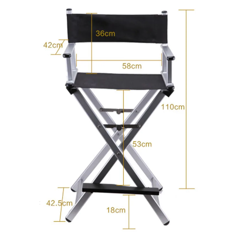 High Aluminum Frame Makeup Artist Director Chair Foldable Outdoor Furniture Lightweight Portable Folding Director Makeup Chair