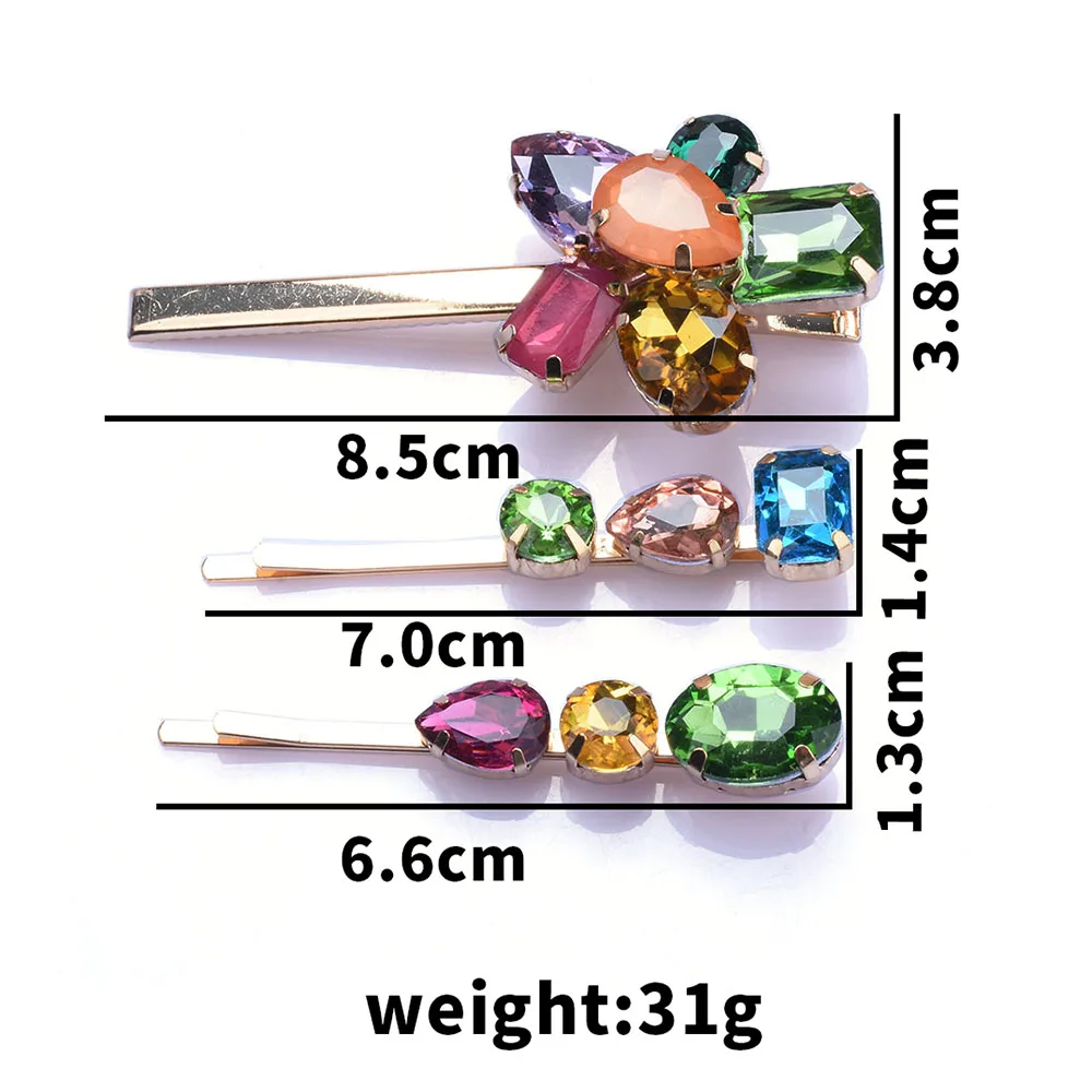 2024 New ZA Fashion Colorful Crystal Hair Clips Women Hair Jewelry Accessories Female Wedding Party Hairpins Hairclip For Woman