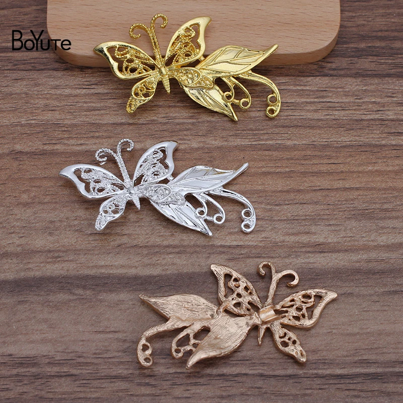 BoYuTe (10 Pieces/Lot) 35*65MM Metal Alloy Butterfly Leaf Materials Factory Direct Supply Handmade DIY Jewelry Accessories