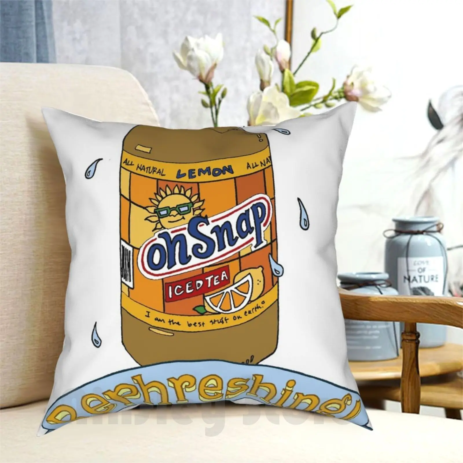 

Oh Snap .. Ple! Pillow Case Printed Home Soft DIY Pillow Cover Summer Food Cool Drinks Funny Sun Tea Fresh Phresh Water