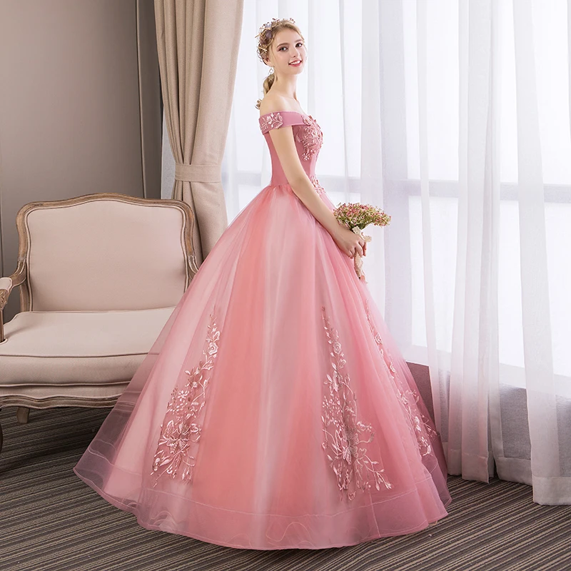 Robes de Quinceanera élégantes avec broderie en dentelle, col bateau de luxe, robe de soirée vintage, 15 ans, nouveau, 2021