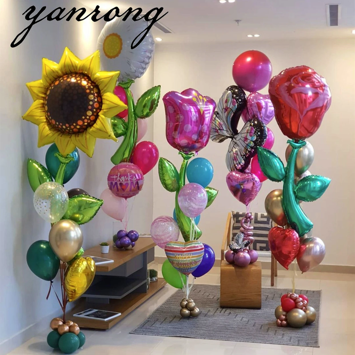 

5PC Sunflower Daisy Rose Tulip Helium foil balloons Theme party decoration Mother's valentinesDay wedding Birthday dcorations