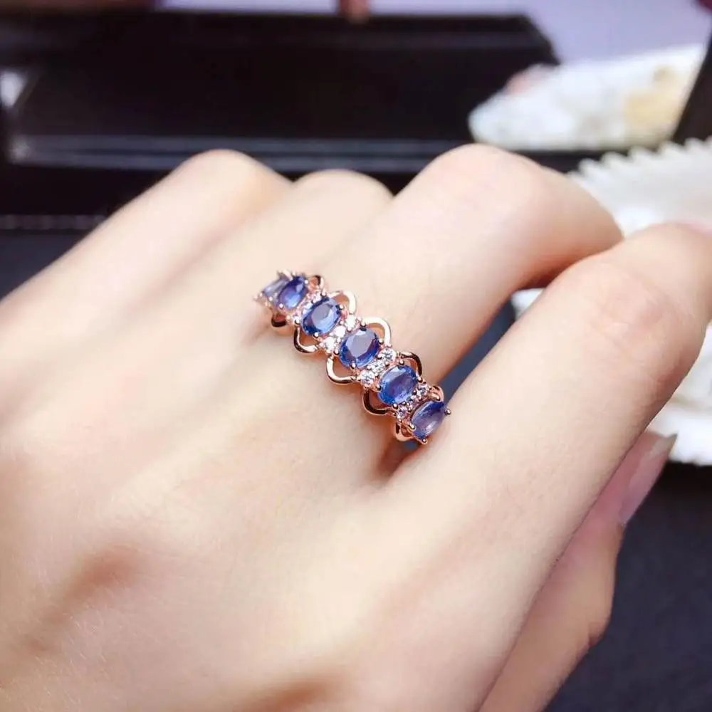 925 Sterling Silver100% Natural And Rea1Sapphire Gemstone Wedding Engagement Rings for Women Fine Jewelry Gift Wholesale