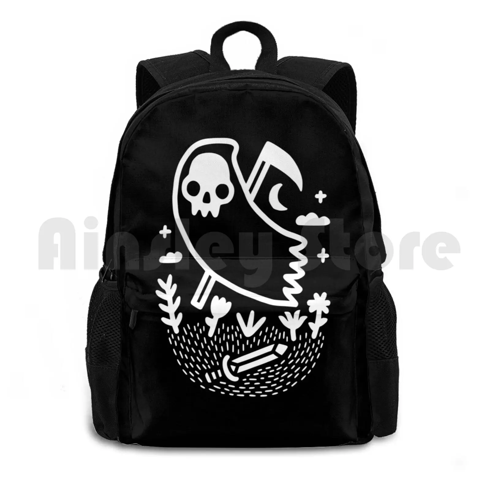 Another Grim Night Outdoor Hiking Backpack Riding Climbing Sports Bag Death Skull Skulls Halloween Grim Reaper Grim Reaper