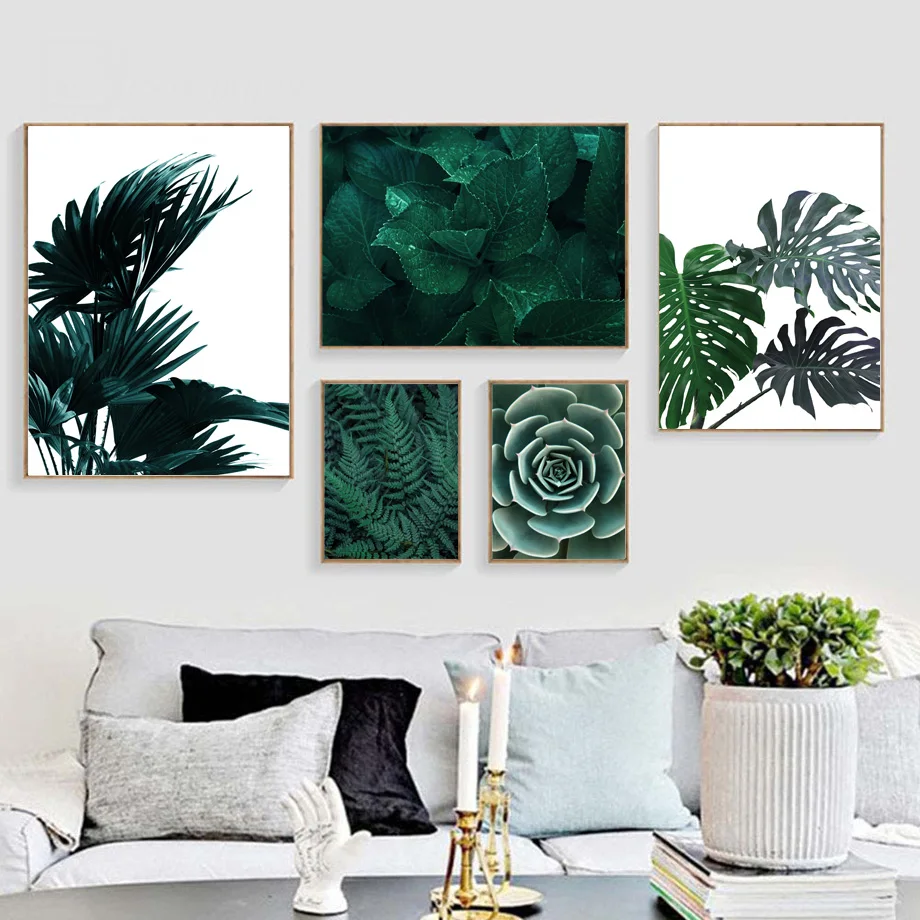 Monstera Banana Leaves Green Plant Agave Wall Art Canvas Painting Nordic Posters And Prints Pictures For Living Room Home Decor