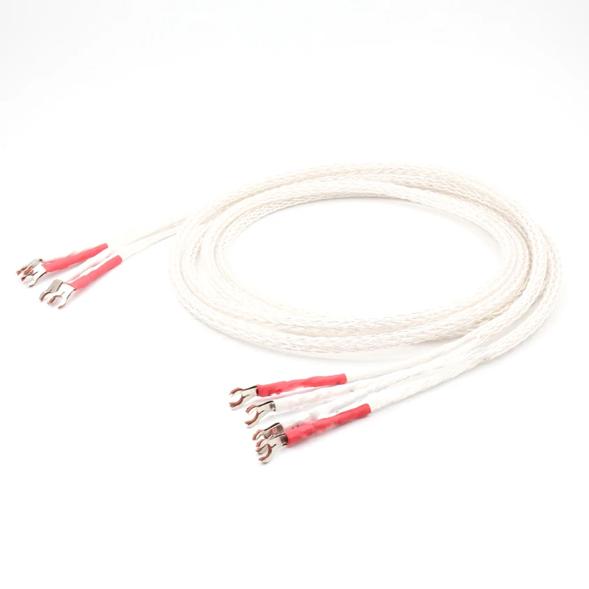 

Hi-end 8AG 16 Cores Silver Plated Speaker Cable Cord Wire DIY HIFI Rhodium Y Shape Spade Plugs