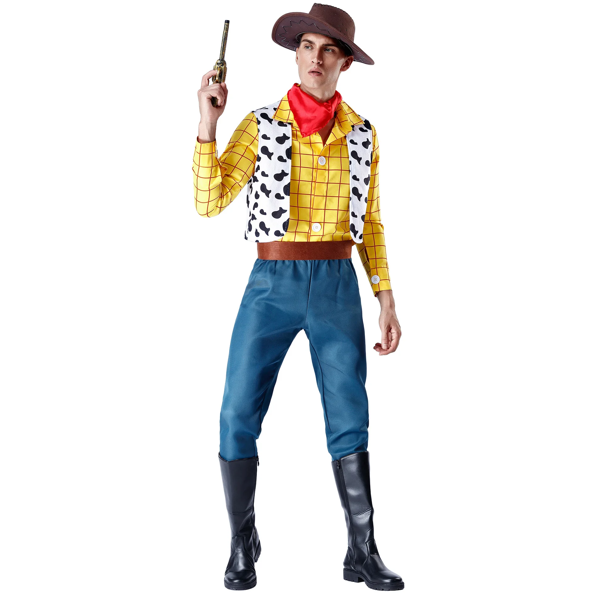 Male and Female Couple's Woody Jessie Trish Cosplay Uniforms Halloween Christmas Stage Costume