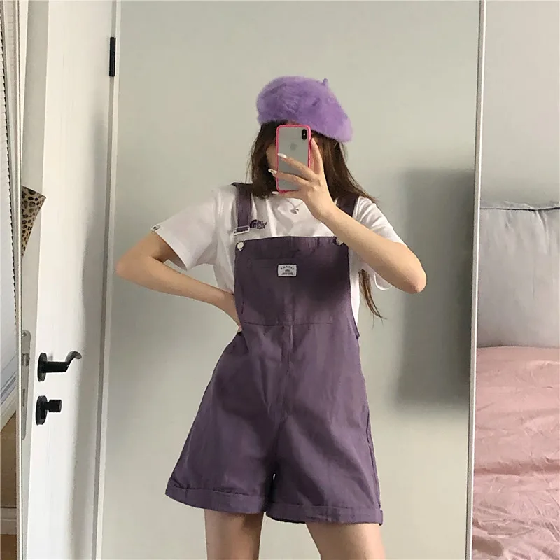 New Lady Rosepink Denim Overalls Jumpsuit Rompers Label Pocket Women Casual Fashion Female Pants Hot