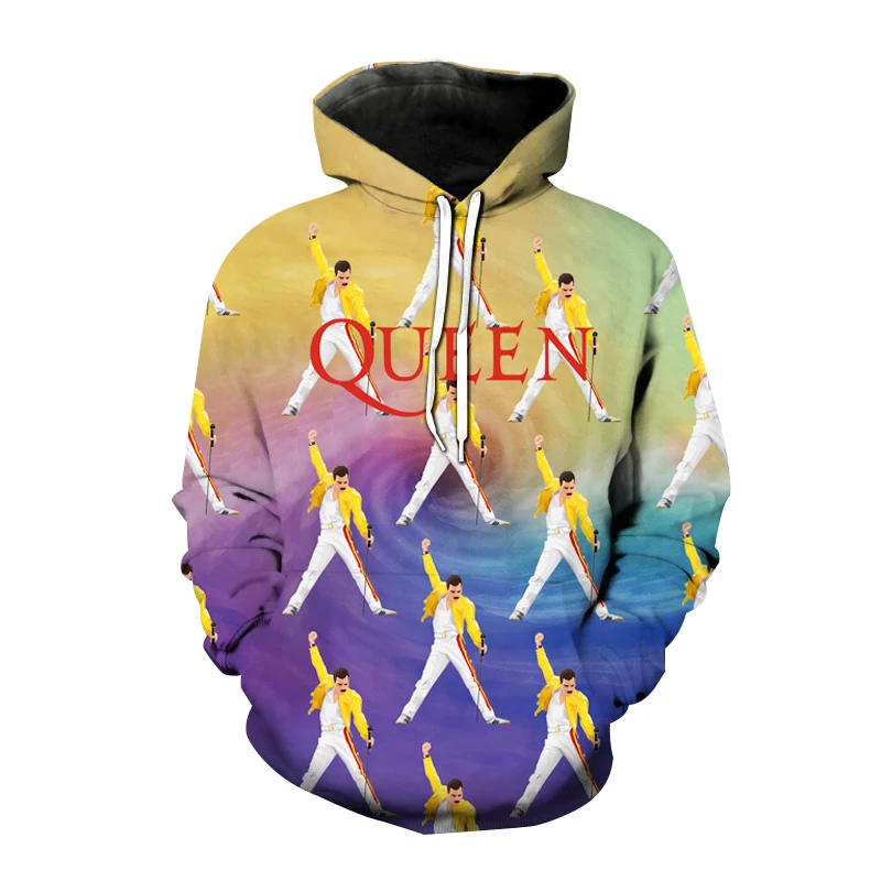 Queen 3D Print Hoodies Rock Band Sweatshirt Men Women Fashion Oversized Hoodie Hip Hop Pullover Singer Freddie Mercury Coat Male