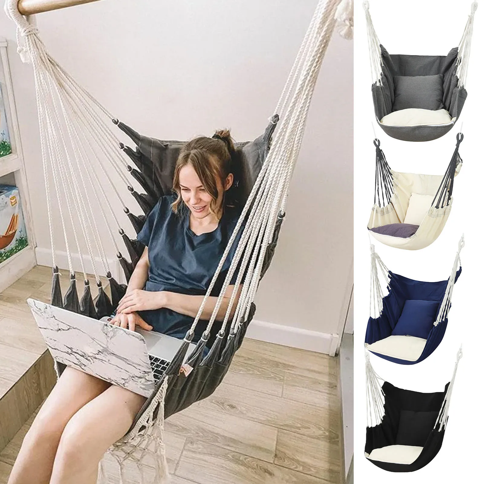 Võng Ngoài Trời Sân Vườn Hiên Bông Trắng Di Động Ký Túc Xá Ghế Xoay Treo Giường Ghế Xoay Bông Trong Nhà Treo Ghế