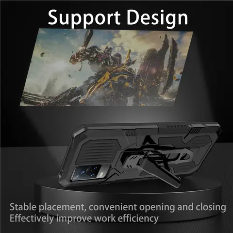 Armor Shockproof Case For VIVO V21E V21 V20 SE Y73 Y72 Y53s Y51 Y31 Y20 Y20s Y20i Y30 Y50 Magnetic Metal Belt Clip Stand Cover