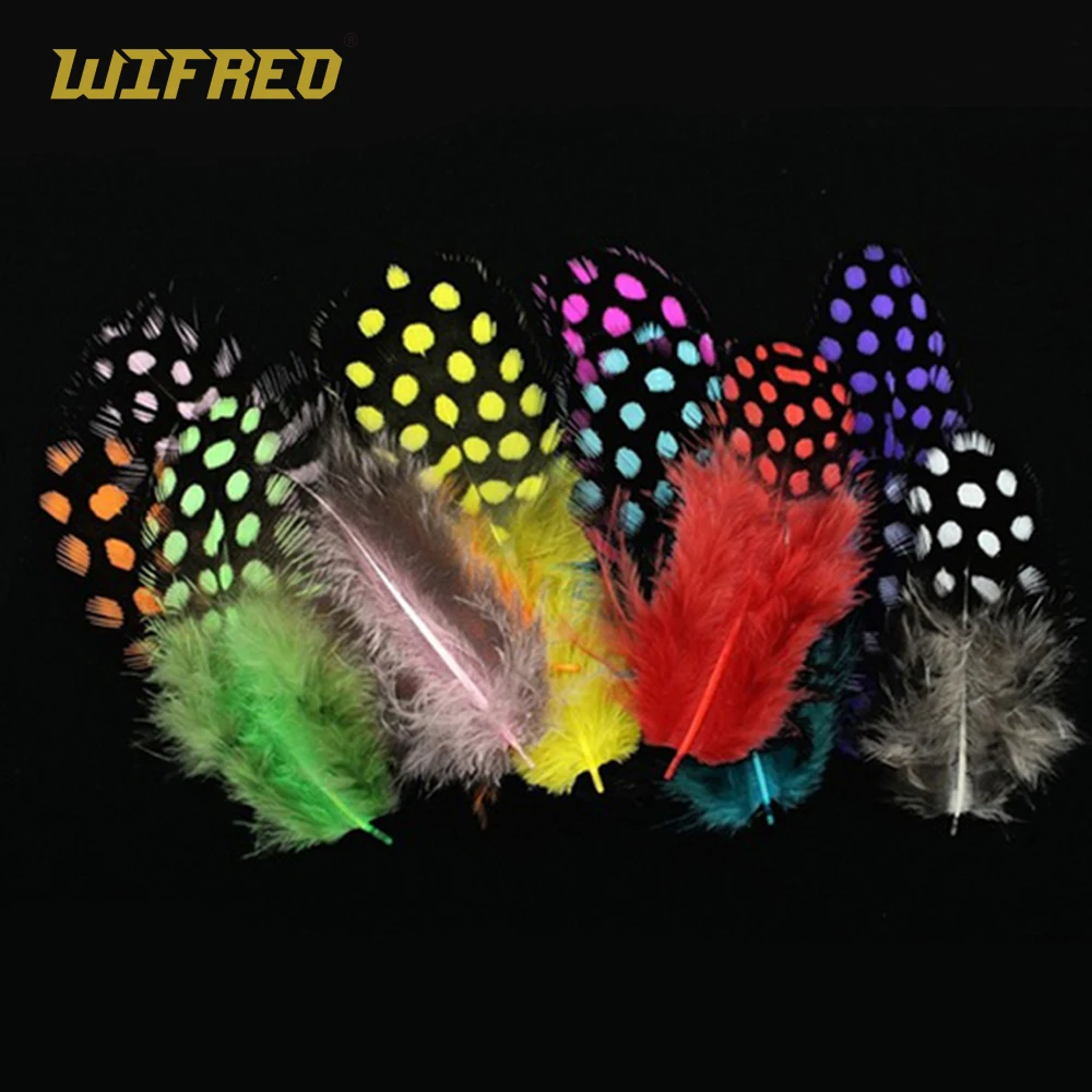 50PCS Dot Dyed Guinea Pearl Hen Feathers Spey Flies Tailing Cheeks Soft Hackle Streamers Wet Dry Fly Tying Feather Material