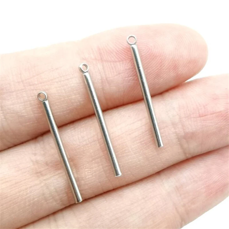 20pc/lot 20 30 40mm Stainless Steel Cylindrical Sticks bar Pendant  for Earrings Findings Necklace Pendant Charms Jewelry Making