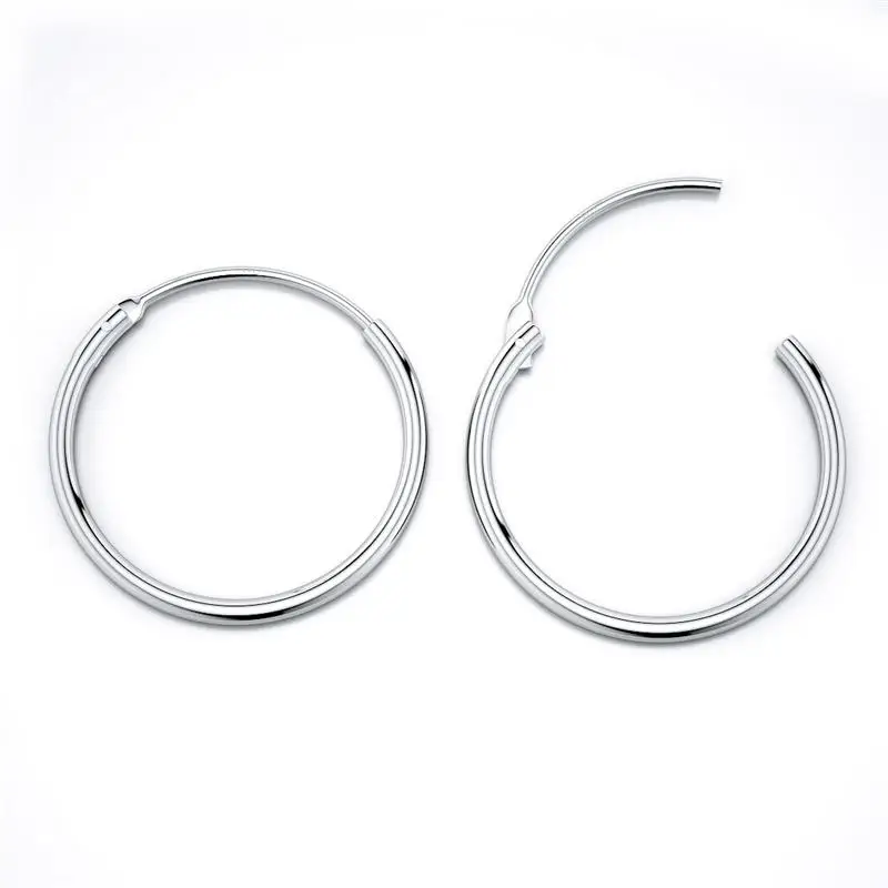 Pendientes de aro de estilo Simple, pendientes circulares de Plata de Ley 925 lisos, regalo de fiesta de boda para mujer y niña, joyería fina femenina de moda