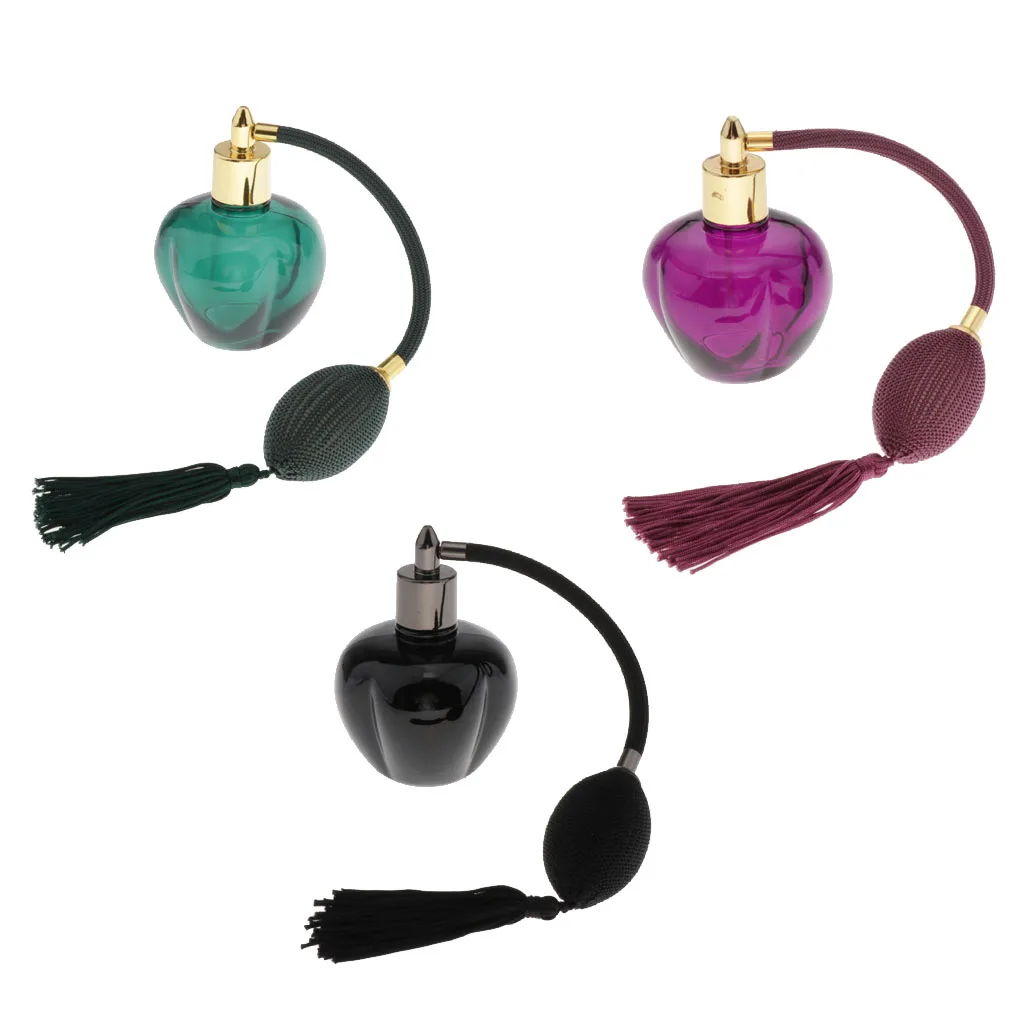 بخاخ عطر قابل لإعادة التعبئة 100 مللي, بخاخ بتصميم عتيق قابل لإعادة الملء زجاجة طويلة بشرابة