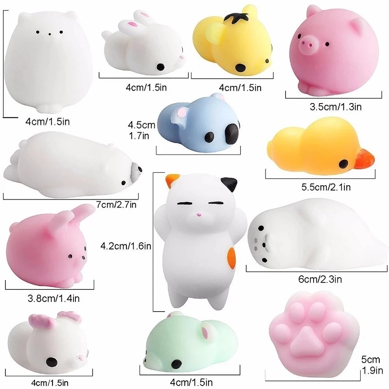 Squishy Mini Cat Animals Fidget Toys Slow Rising Antistress Ball Soft Squeeze Change Color Dolls Stress Relief Fun for Kid Gift