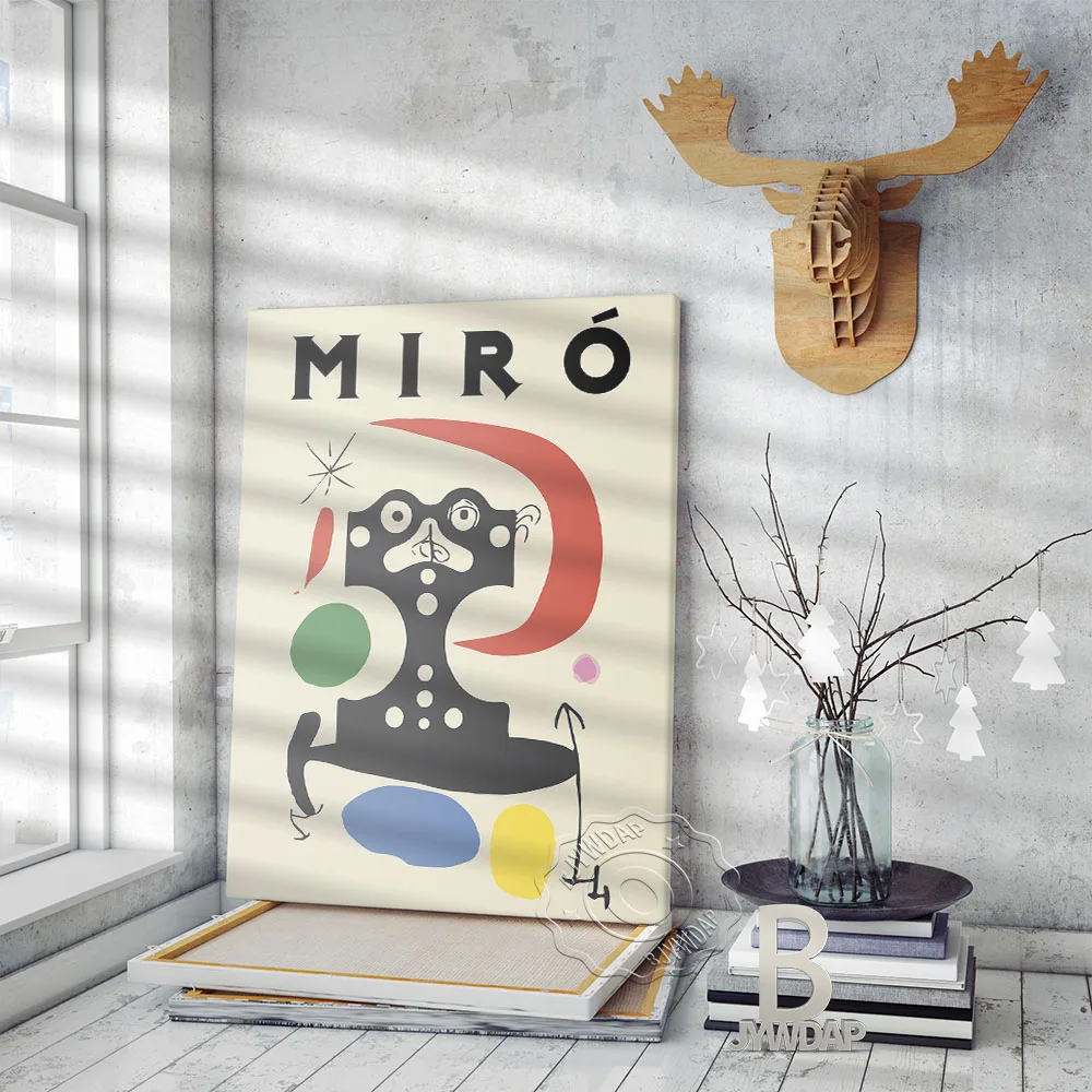 Joan Miro Art Poster, Spanish Colored Drawing Cute Funny Spoof Art Prints, Vintage Create Symbol Wall Picture Home Bedroom Decor