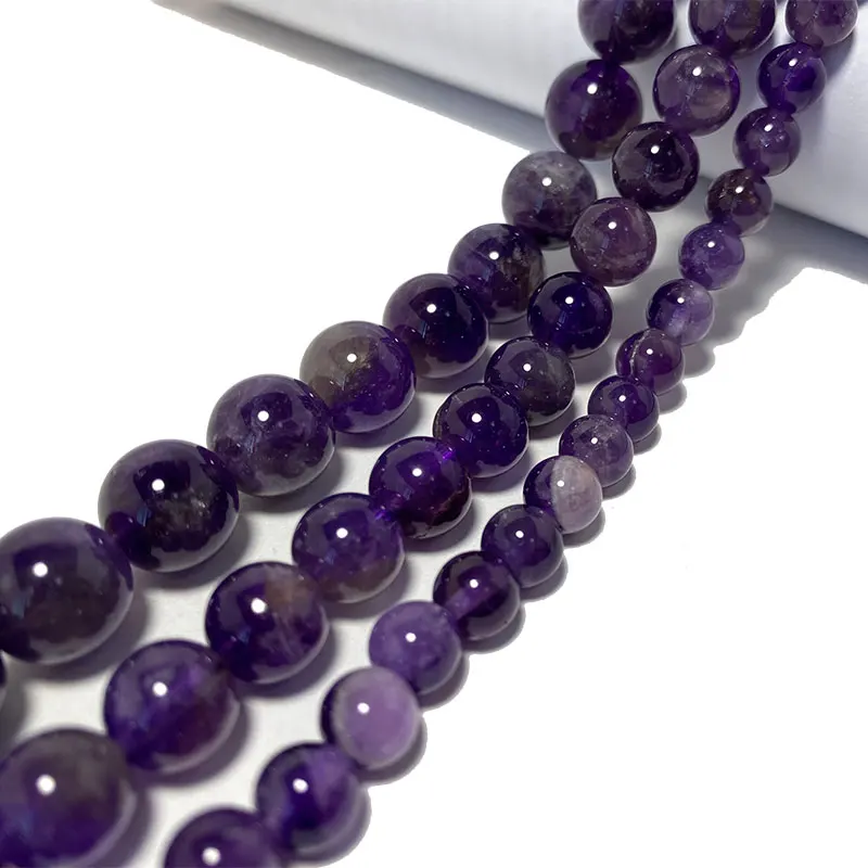 Wholesale A 100% Natural Purple Amethysts Crystal Stone Beads For Jewelry Making DIY Bracelet Necklace 4/6/8/10/12mm Strand 15\'\'