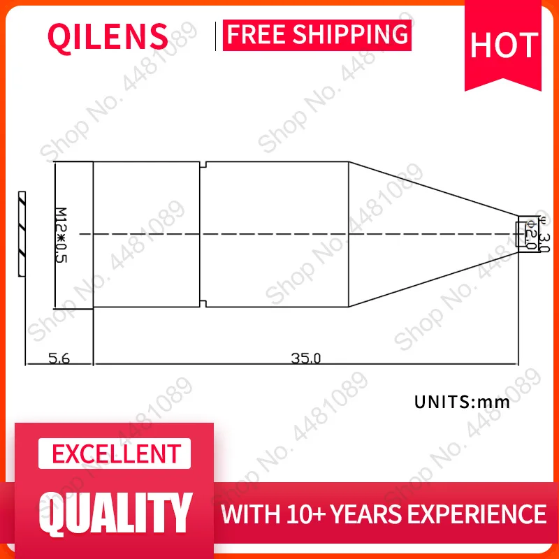 QILENS M12  FL 30mm Mini Pinhole Lens for 1/3 CCD with  F1.6 Aperture CCTV HD 2.0Megapixel for Security Cameras