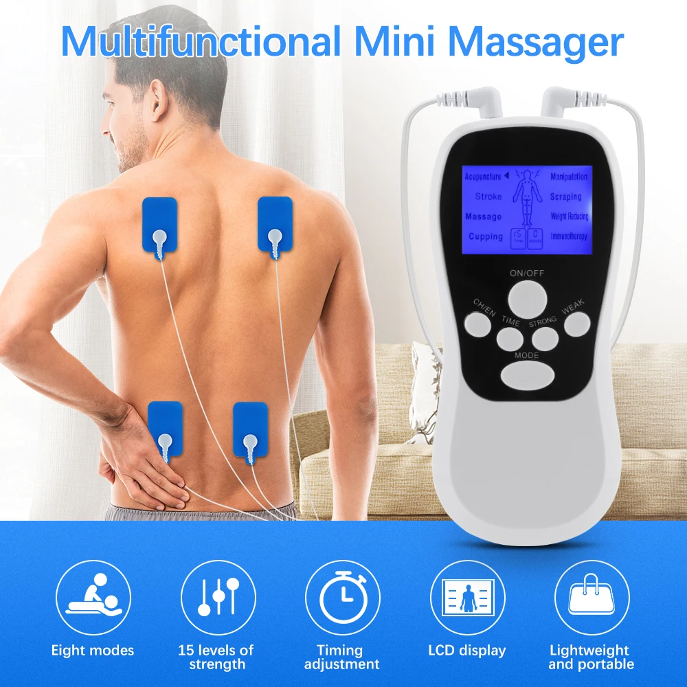 

15 Level Dual Channel TENS EMS Unit Muscle Stimulator for Pain Relief Therapy Electronic Pulse Massager Body Massage Acupuncture