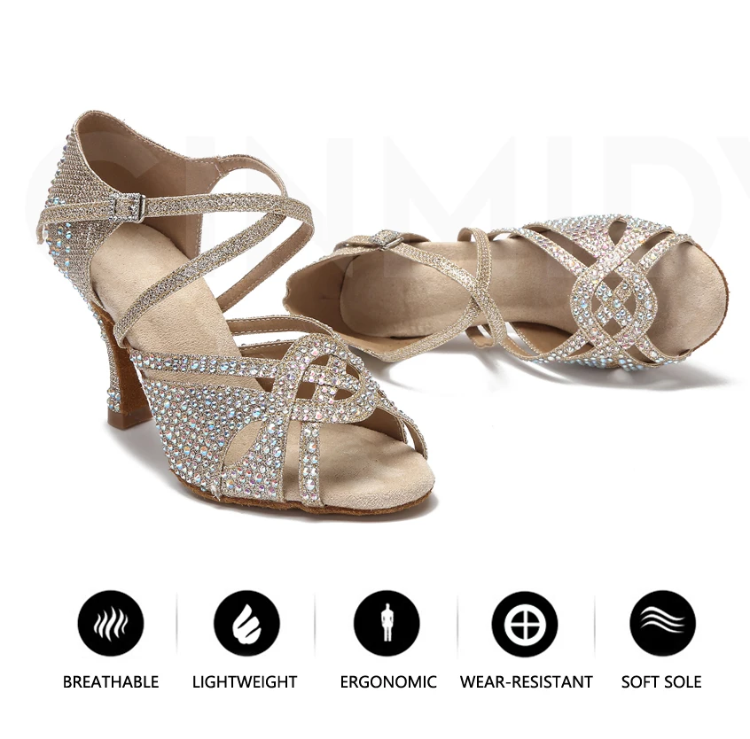 CINMIDY Latein Tanzschuhe Damen Ballsaal Tanzschuhe Mädchen Tango Salsa High Heels Damen Tanz Sneakers Damen Hochzeitsschuhe – Detail 4