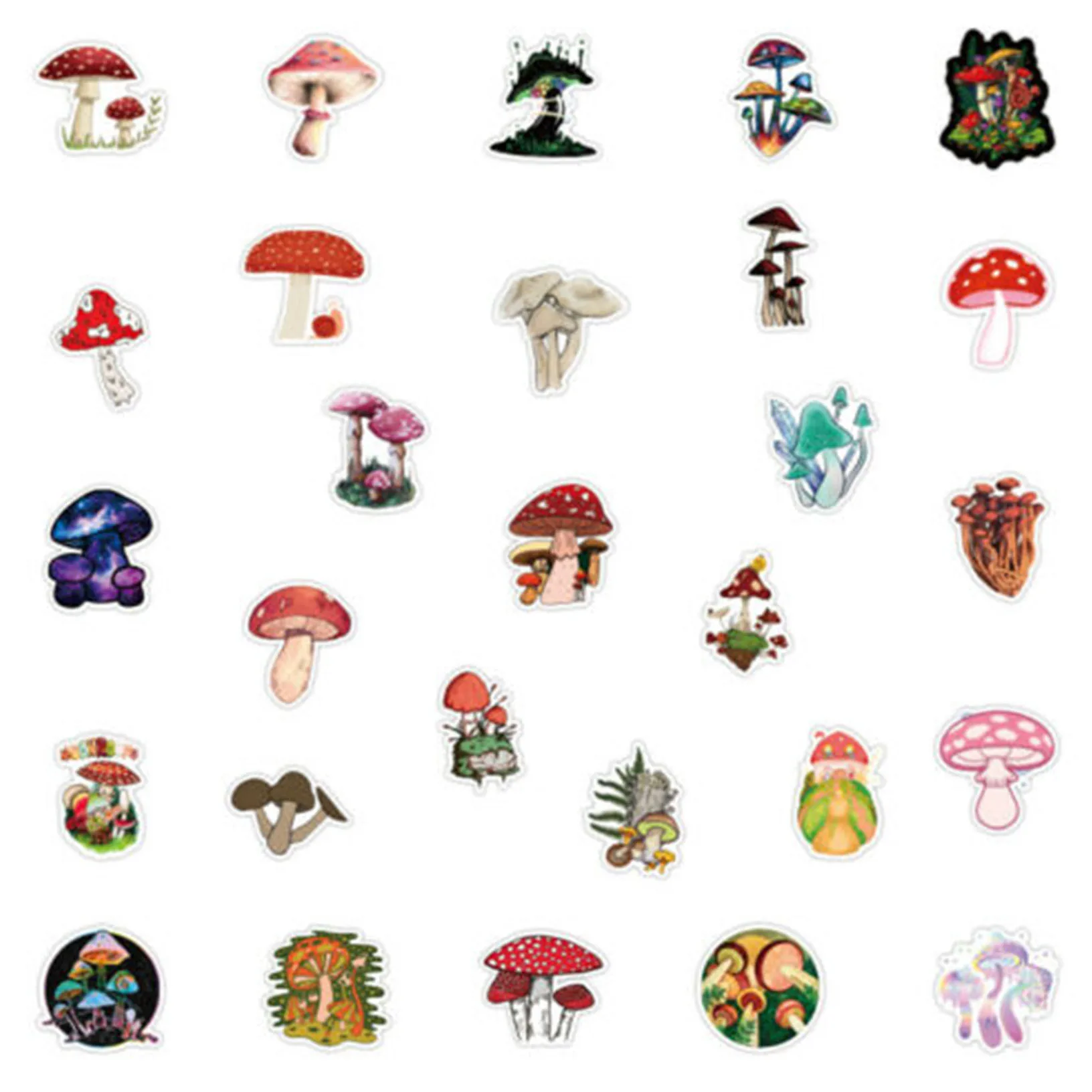 50Pcsน่ารักพืชเห็ดสติกเกอร์สำหรับแล็ปท็อปสเก็ตบอร์ดหมวกนิรภัยกระเป๋าผนังDiy