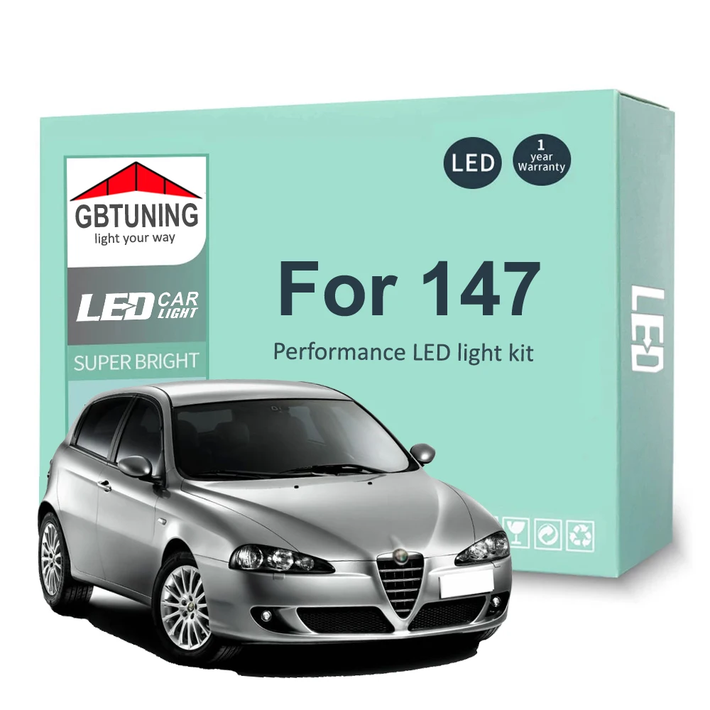 10 sztuk Zestaw żarówek wewnętrznych LED do Alfa Romeo 147 2000-2007 2008 2009 2010 Akcesoria samochodowe Canbus Dome Drzwi bagażnika Lampa wewnętrzna