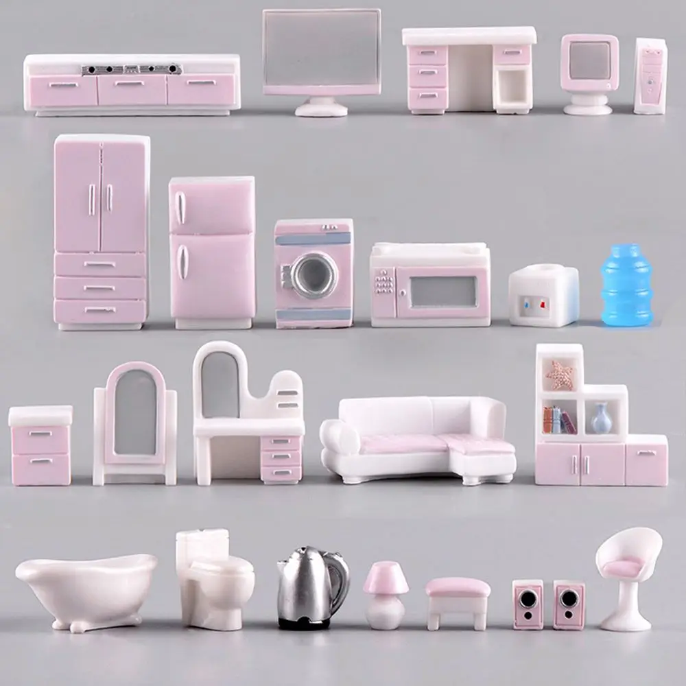 Miniatuur Poppenhuis Meubels Voor Poppenhuis Mini Speelgoed Kit Accessoires Tv Keuken Thuis Koelkast Kids Pretend Play Diy Beeldje