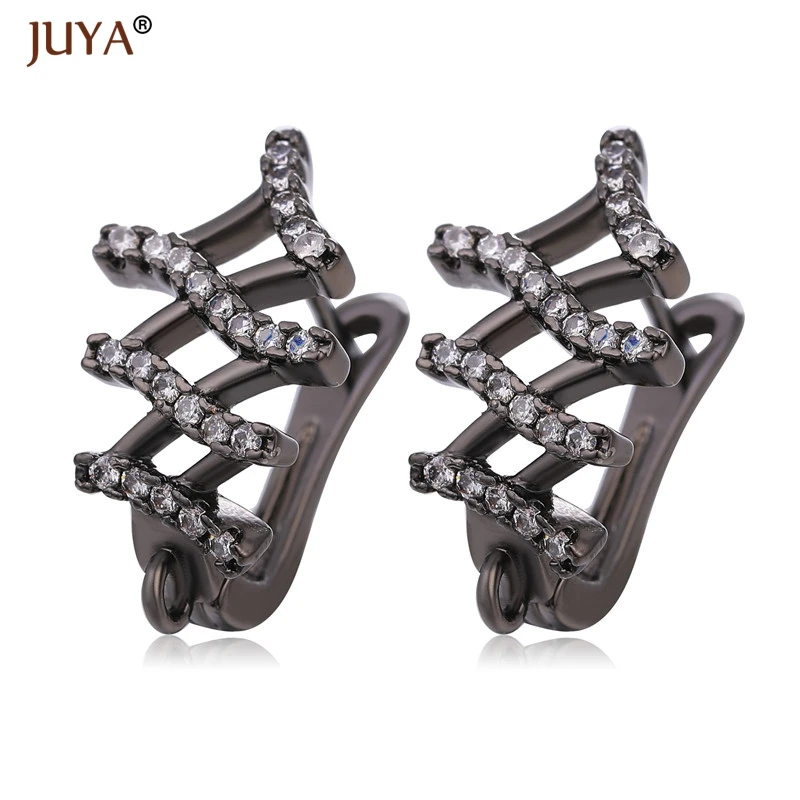 Juya novo design criativo aaa cristal de zircônio ganchos de brinco descobertas para faça você mesmo brincos femininos fazendo joias fio de orelha moda